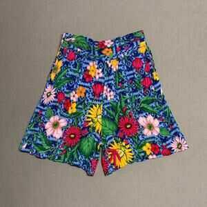 KENSINGTON‎ SQUARE Floral Print Shorts Blue Multicolor Women's Medium Petite